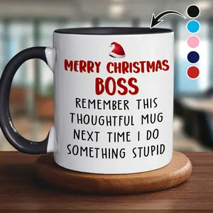 Merry Christmas Boss 11oz/15oz Ceramic Coffee Mug – Funny Office Holiday Gift, Thoughtful Employee Present, Appreciation Gift for Boss, Manager, or Mentor, Boss Lady