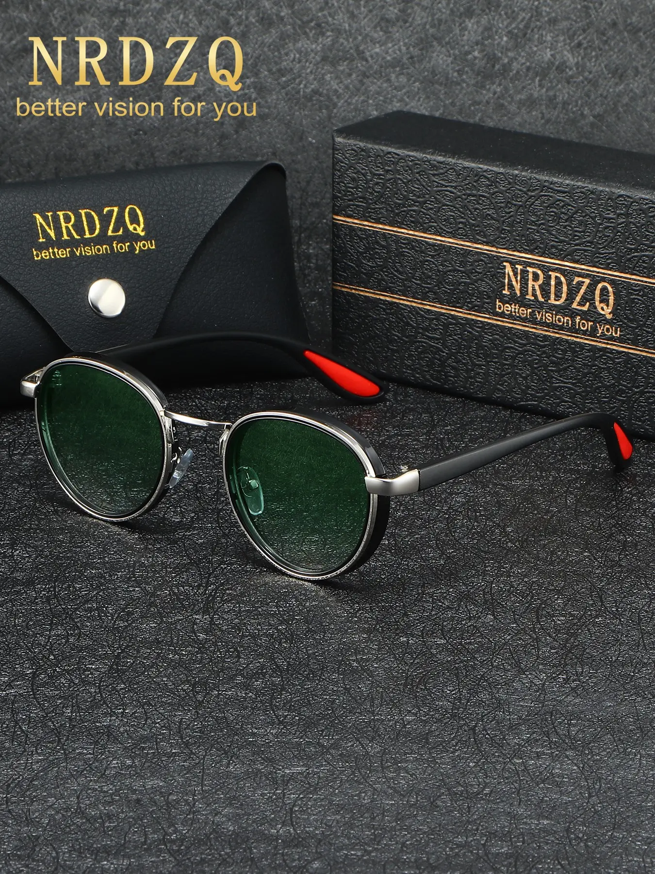 NRDZQ Retro Round Frame Vintage Sunglasses Uv400 Protection, Casual Colorblock Design, Ideal for Summer Beach Travel Outdoor Fishing School Use