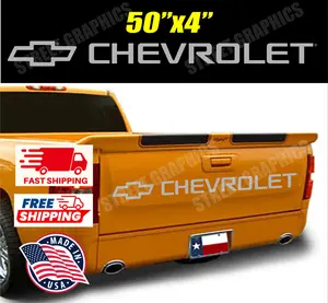 Chevrolet Tailgate Vinyl Decal – Silver Truck Sticker for Pickup Trucks | Waterproof Outdoor Graphic