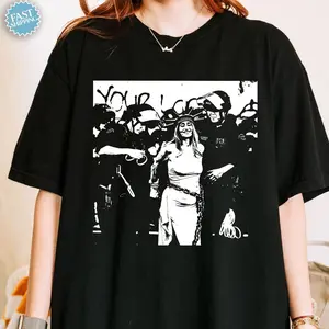 Unisex Casual Graphic T-Shirts, Women Activist Photo Shirt, Arrested Shirt, Viral Protest Liberty Costume, No Kings Protest Tee, Lady Liberty Shirt