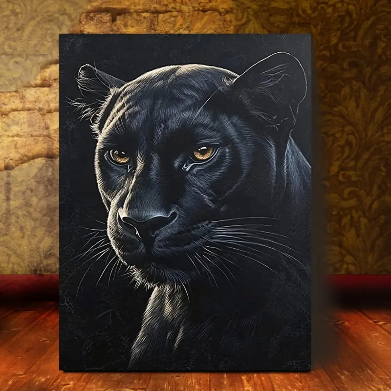 1 Piece, 2D Flat Wooden Frame Canvas Wall Art Ready to Hang, Fashionable Artistic Black Panther Frame Canvas, Bedroom Living Room Canvas Decoration Wall Art, Home Wall Decoration with Frame LLPKH7661, 2D Flat, Wall Prints, Perfect for Room Decoration