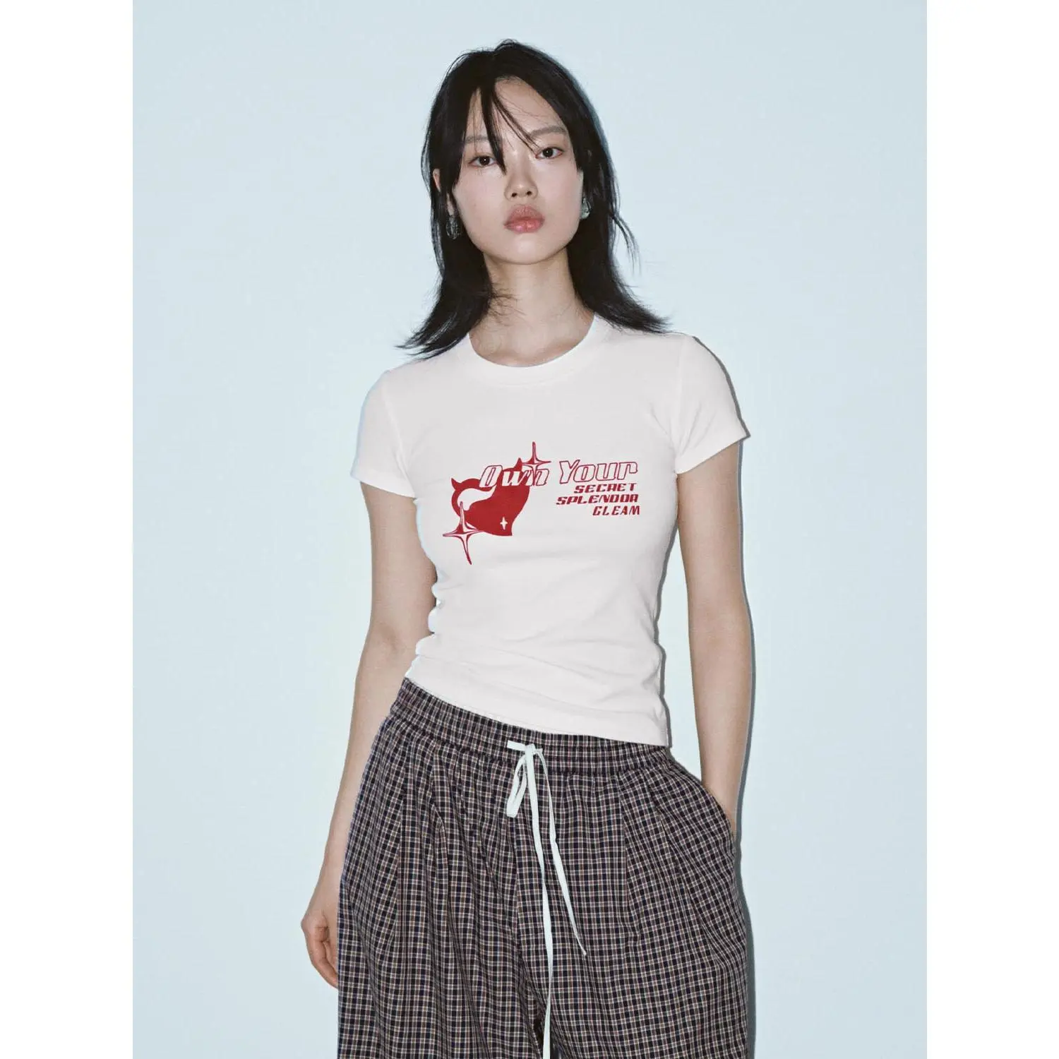 URBAN REVIVO Women's Cotton Printed Round Neck Shortsleeve Slim-Fit Tshirt - 2026 Summer Casual Top, Slim-Fit Women's T-Shirts