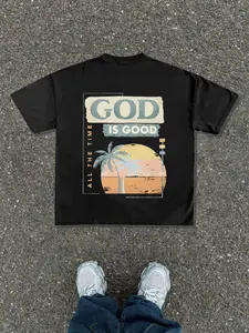 Men's Summer Tropical Casual Fitted Short Sleeve T-Shirt, Trendy Letter Print Design, Comfortable Round Neck Tee for Daily Wear & Outdoor Activities