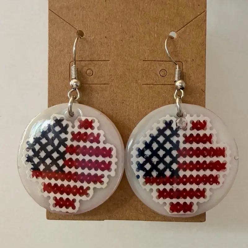 Cross stitch in resin earrings