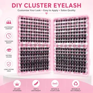 384pc Cluster Lash Book Kit, Salon DIY Eyelash Extensions, Easy Apply False Lashes, Reusable & Travel-Friendly, Natural Look Wispy Fluffy