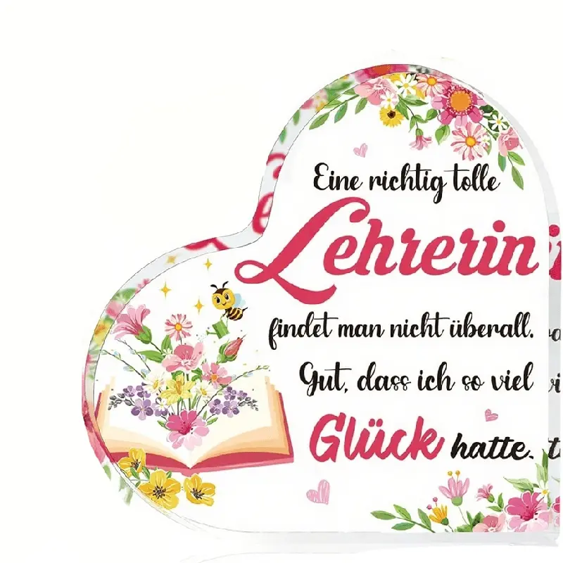 Heart-Shaped Acrylic Sign - Home Decoration, Unique Teacher Farewell Gift for Educators