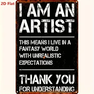 2D Flat, 2D Flat Interesting "Artist Fantasy" Wall Decoration - Retro, Humorous Office and Cafe Decorations, Easy to Hang Wall Decorations, Room Decorations, Home Decorations, Restaurant Decorations, Perfect for Room Decor