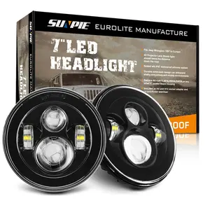 Sunpie 7" Black LED Headlight for '76-'18 Jeep Wrangler CJ TJ LJ JK JKU Hummer H1 H2 (2pcs/set)