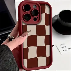 2026 New Checkerboard Pattern Phone Case Soft Shockproof Compatible with iPhone 11 12 13 14 15 16 Pro Max XR X XS Astronaut Protection Phone Accessory