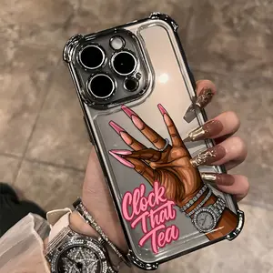 Phone case Creative design of English clock with tea, For iPhone 17 PRO MAX and iPhone 16 15 14 13 12 11 PRO MAX PLUS and 16E 17 AIR Series, soft and transparent anti-shock back cover.