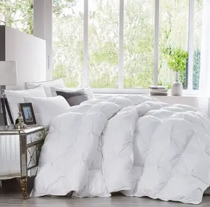 All-Season Exquisite Pinch Pleat Design Goose Down Comforter Duvet, 750+ Fill Power, 100% Down-Proof Cotton Cover(LUXU)