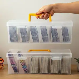 Dustproof Card Storage Box with Handle, Portable Organizer for Trading Cards, Photos & Small Items, Desk Drawer Container, Home & Office Use