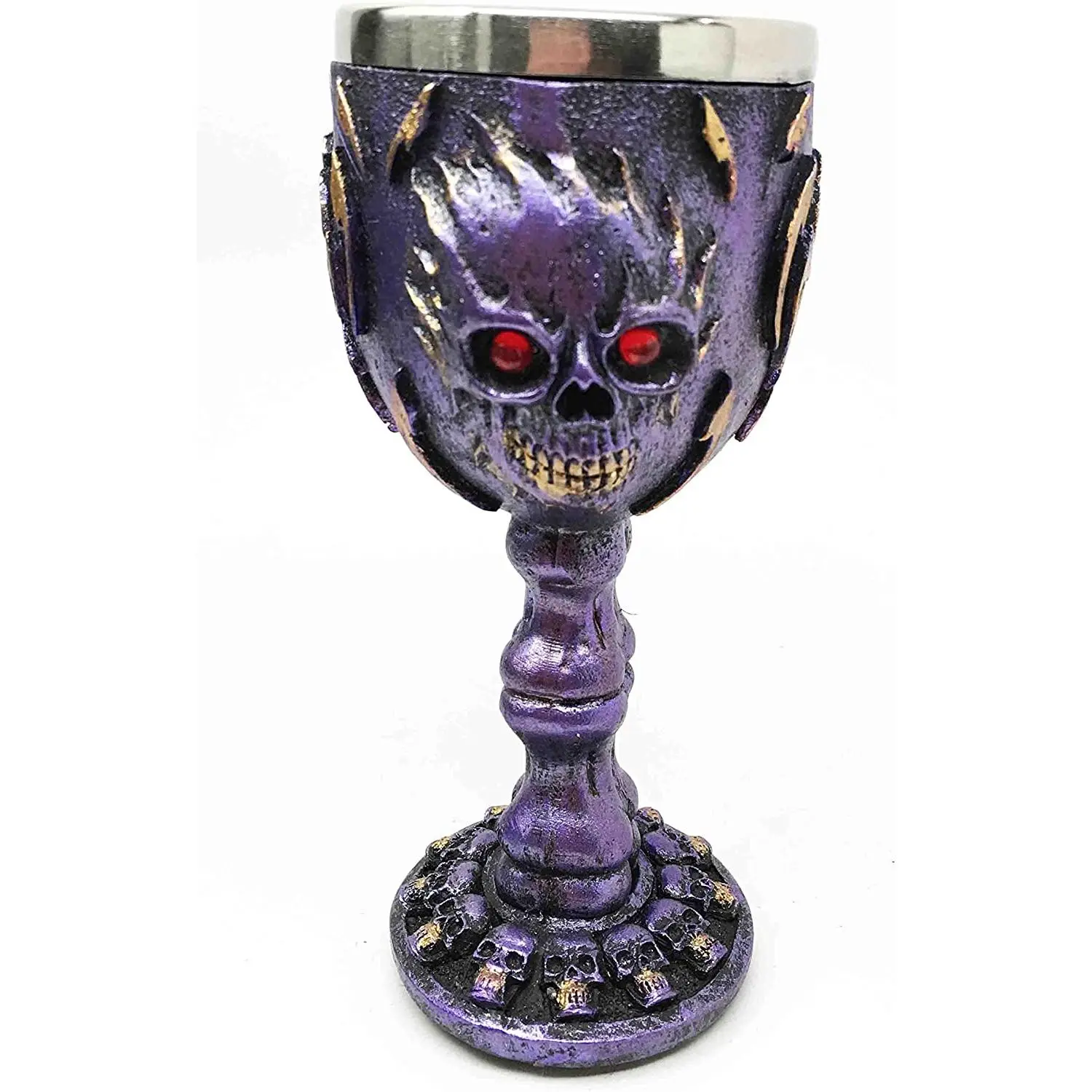 Flaming Skull Purple Ghost With Bloody Eyes 5oz Wine Drink Goblet Chalice