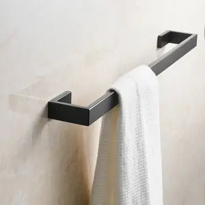 Bathroom Towel Bar, 24 Inch Towel Racks for Bathroom Wall Mounted, Heavy Duty Hand Towel Holder Organizer, Modern Home Towel Rod, Matte Black Single Bar On-Site