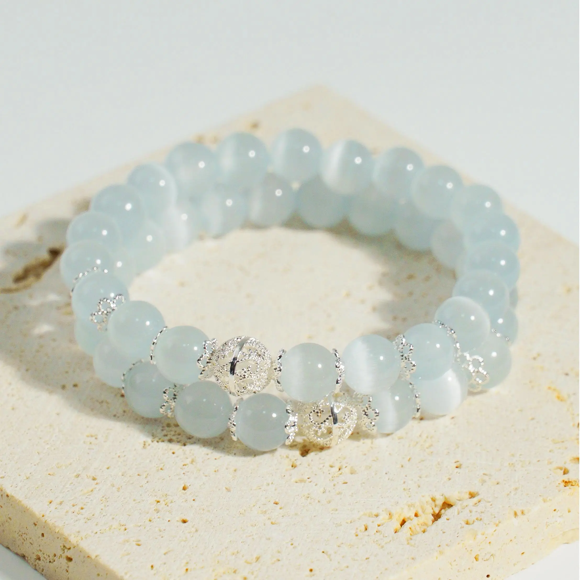 Healing Moonstone Bracelet (8mm) | June Birthstone for Emotional Balance, New Beginnings & Inner Glow | Perfect Gift for Mom Trendy Jewelry