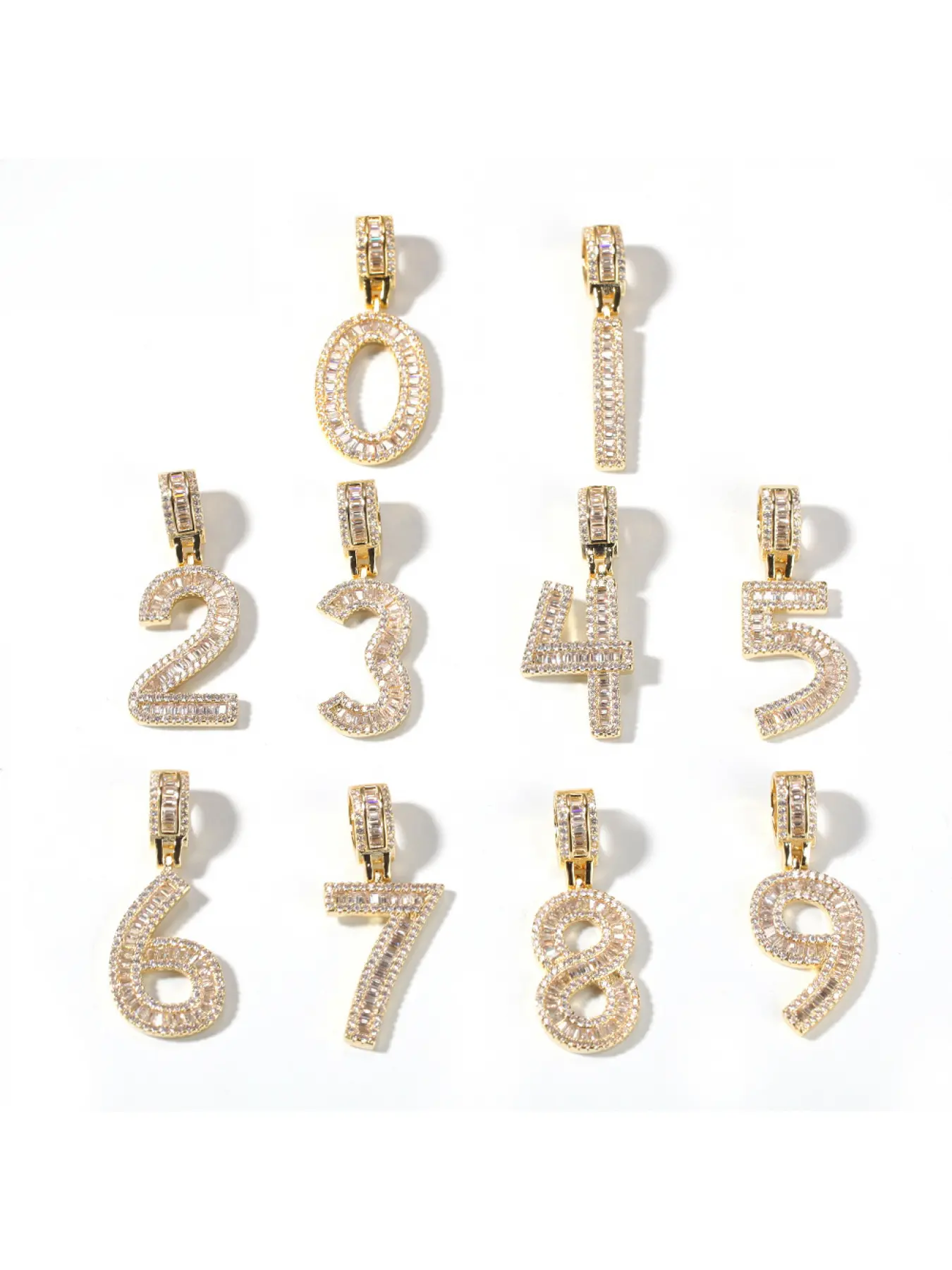 Number Pendant Necklace for Women Men, 18K Gold Plated Initial Necklace with Cubic Zirconia, Personalized Number Charm Jewelry for Birthday Gift, Number Necklaces