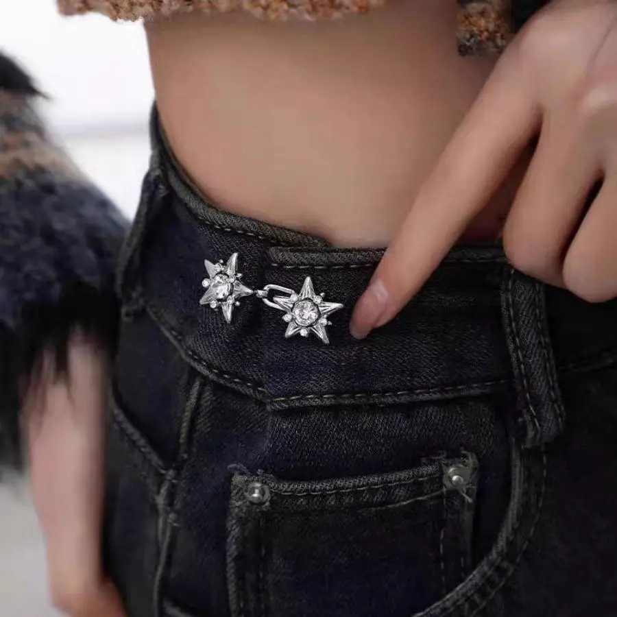 Star Design Buckle (1 Pair), Metal Waist Buckle, Detachable Seam-free Buttons, Sewing Accessories for Clothes