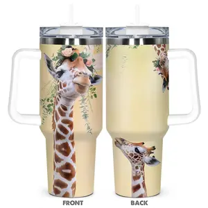 Giraffe Pattern Tumbler, 1 Count Stainless Steel Water Bottle, Insulated and Durable Water Bottle, Gift for Any Occasion, Drinkware
