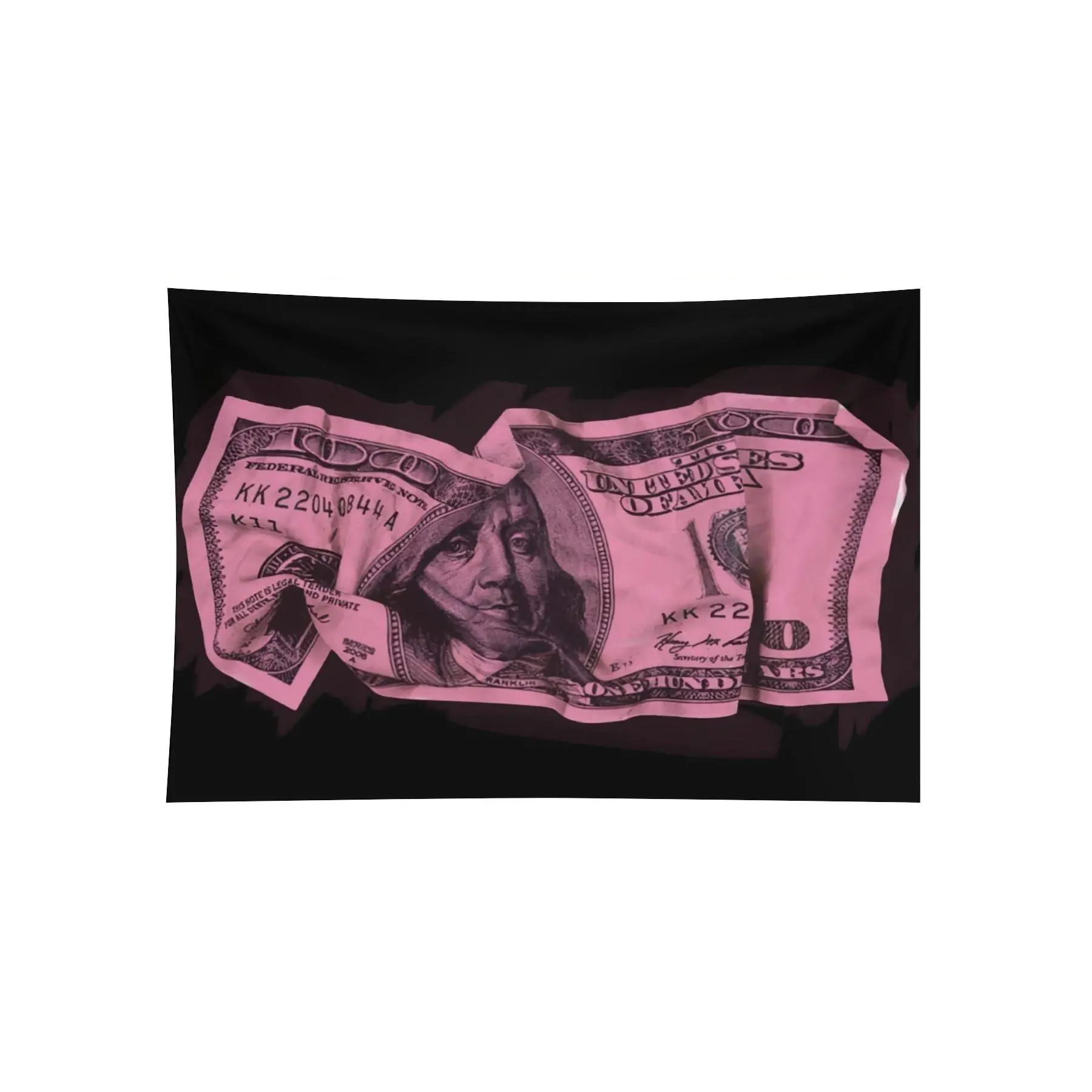 Pink Money Hundred Dollar Bill Wall Tapestry, Y2K Cash Money Aesthetic Bedroom Dorm Hustle Room Decor