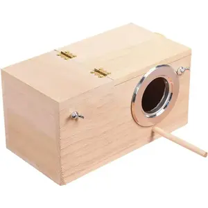 Wood Parakeet Nest Box Pet Bird House Parrot Breeding Mating Box Bird Cage Box for Lovebirds Cockatiel Parrotlets Budgerigar Parakeet (M)