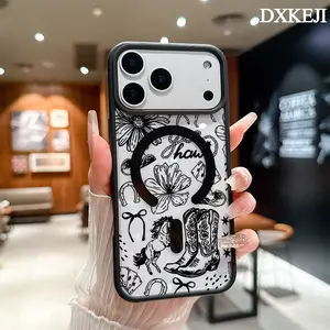 Western cowboy elements Pattern Magnetic MagSafe Phone Case for iPhone 17 Air/16 Pro Max 15 Pro 14 13 12 11 Plus Shockproof Slim Protective Cover Casing