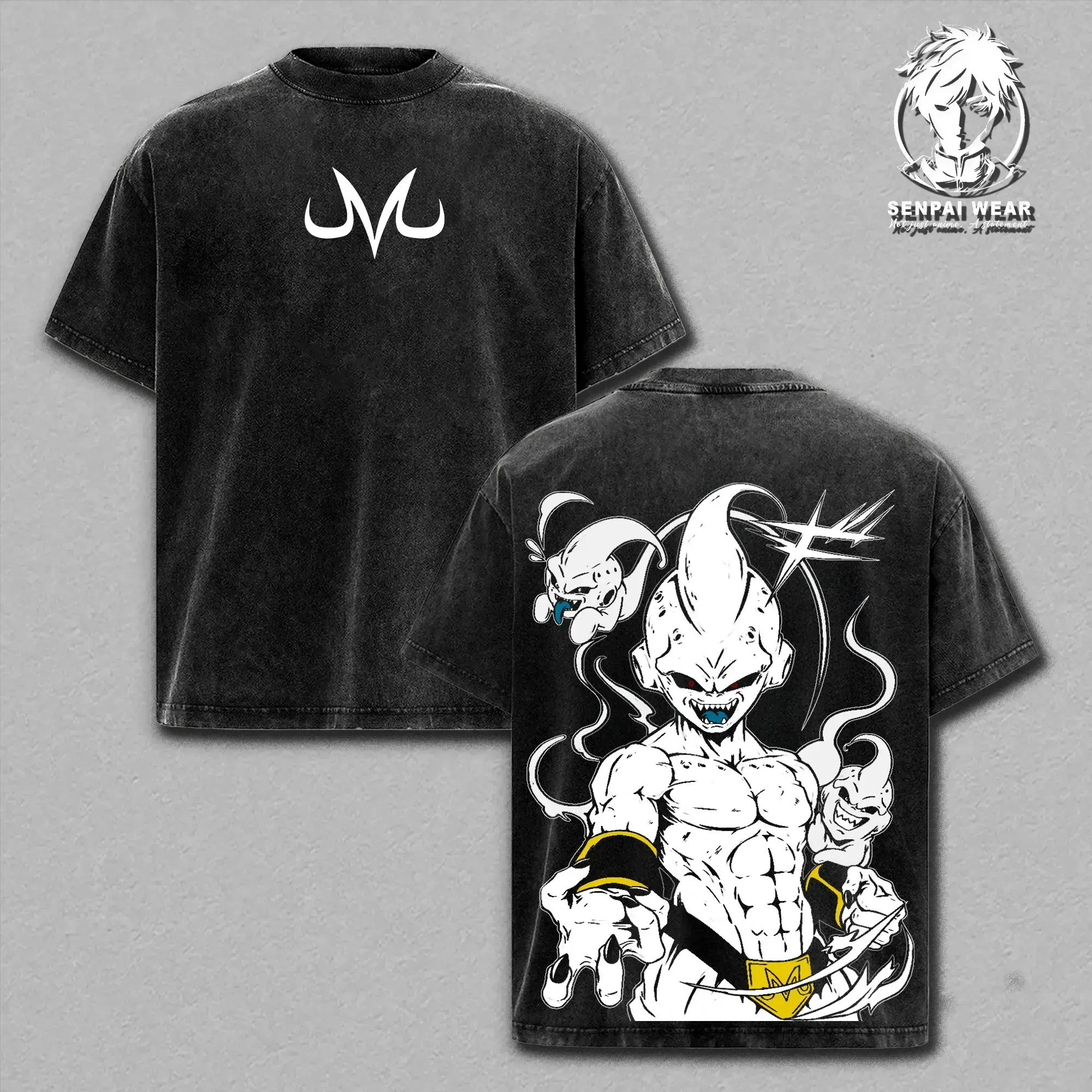Majin Buu Oversized Heavyweight Washed Cotton Vintage Graphic T-Shirt | 90s Anime Streetwear Good Tees For Men & Unisex Gym Workouts | Casual American Short Sleeve Soft Top With Shoulder Tape | Classic Retro Apparel Gifts For Daily Wear Trendy Outfits!