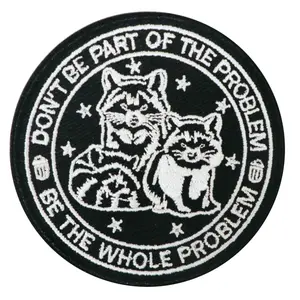 Don't Be Part of the Problem Raccoon Embroidered Patch, Unique Thorn Embroidery, Back Adhesive Iron-On, Suitable for Clothes Jackets Hats Accessories