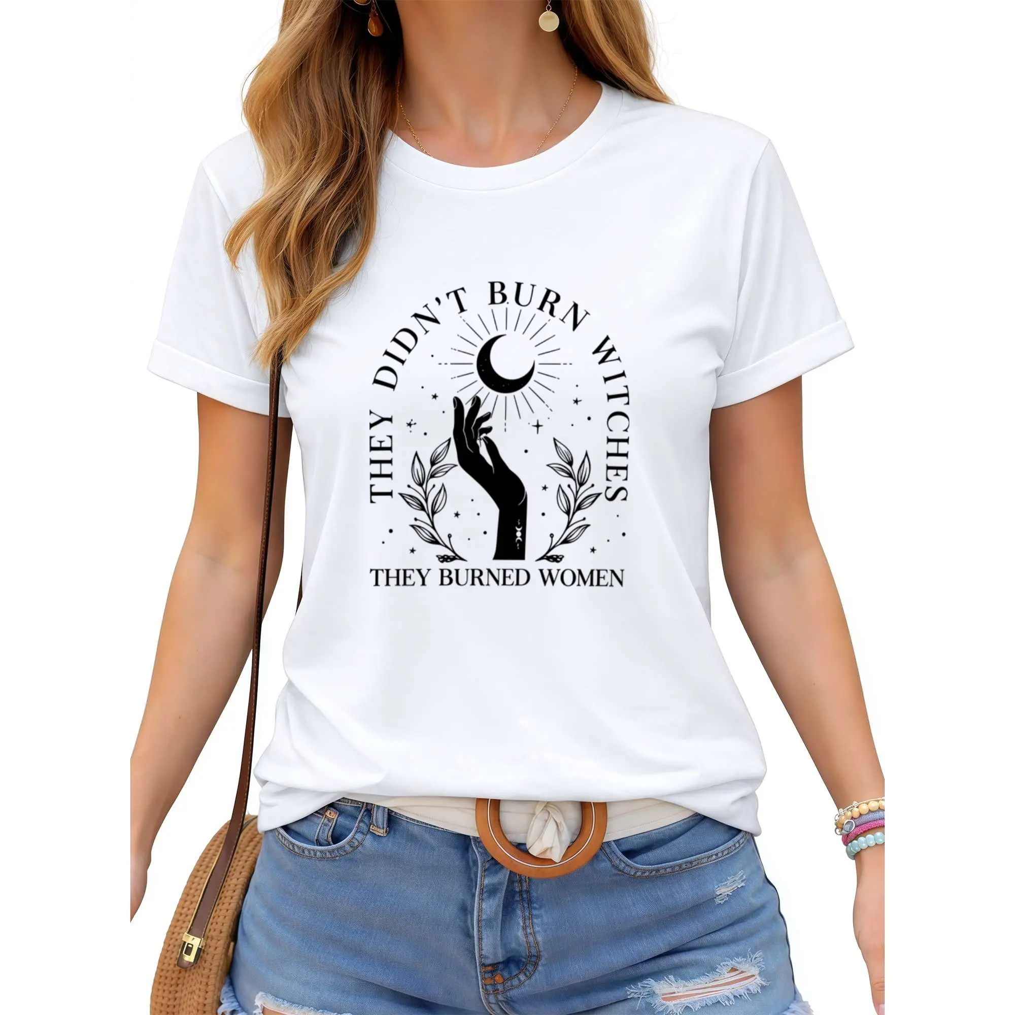 They Didn't Burn Witches They Burned Women Shirt, Witchy T-shirt, Halloween Feminism Unhinged Shirt, Vintage Boho Girl Power Tee, Aesthetic T-shirt, Comfy Fabric Graphic Tee, Casual Women's Tops, Womenswear, Cotton Fabric Relaxed Fit Chic Style s
