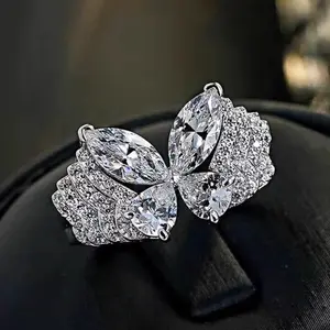 Butterfly Cubic Zirconia Design Rings for Women, Wedding Engagement Rings Women'S Anniversary Christmas Ring Birthday Gift Jewelry