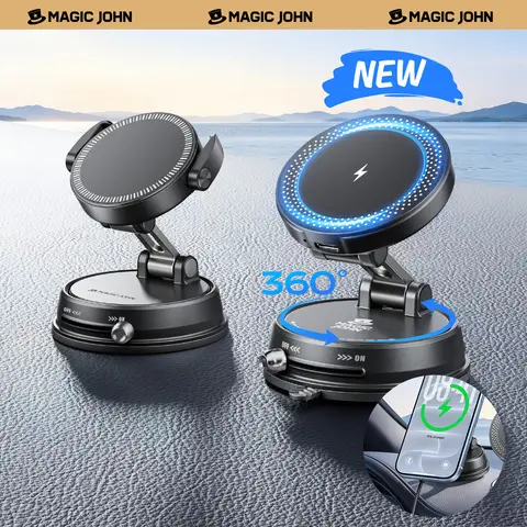 New MAGIC JOHN Clip-On Magnetic Phone Mount, Strong Magnetic Grip, Non-Slip Folding Stand, 360° Adjustable, Cars Vehicle Accessories for Car Navigation & Home Use,back to school,back to school haul