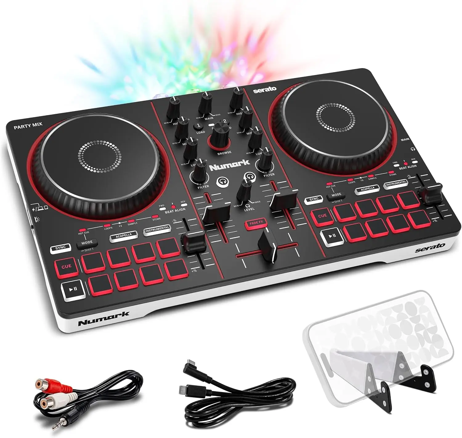 Beginner DJ Controller with LED Lights | 2-Channel Mixer for Music Lovers, Parties & Home Practice