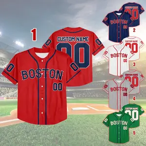 Custom Name & Number Boston Baseball Team Jersey, Jersey For Fan, Baseball Lovers 8425MD35