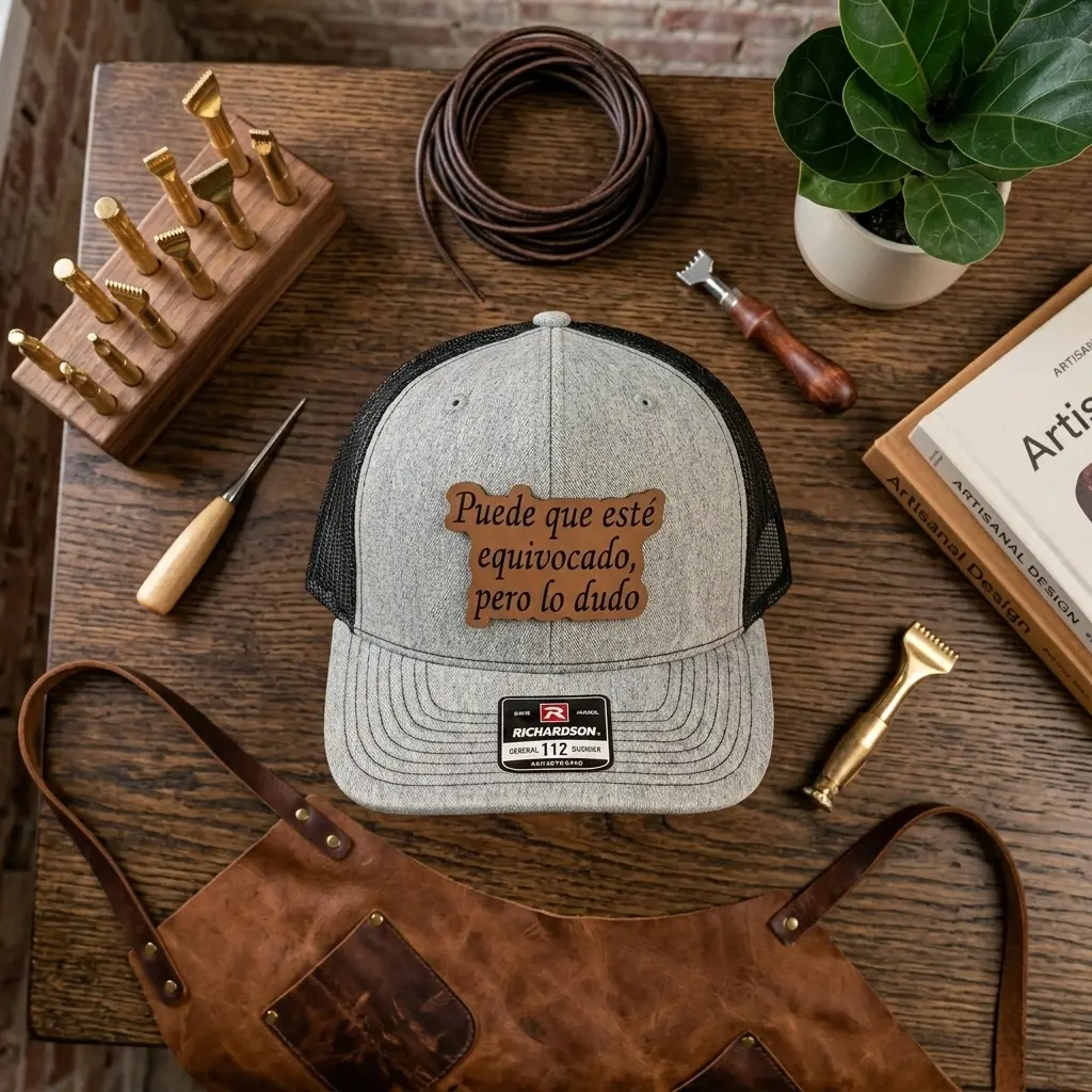 Puede Que Esté Equivocado, Pero Lo Dudo Mexican Leather Patch Hat, Mexican Style Trucker Hat, Spanish Love Quote Cap, Gift For Wife From Husband, Gift For Husband From Wife, Romantic Couple Hat, Latino Gift Idea, Anniversary Gift, Richardson Style Cap