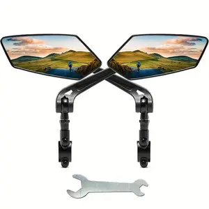 Bike Rearview Mirror for Mountain & Electric Bikes - Large HD Glass, 360° Adjustable & Foldable, Scratch-Resistant, High-Speed Stable, Easy-to-Install Cycling Accessory