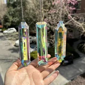 3-Piece Set 5-Inch Large Crystal Sun Catcher Light Trap Prism, Window Use, Ab Color Rainbow Hanging Mirror for Home Garden Decor