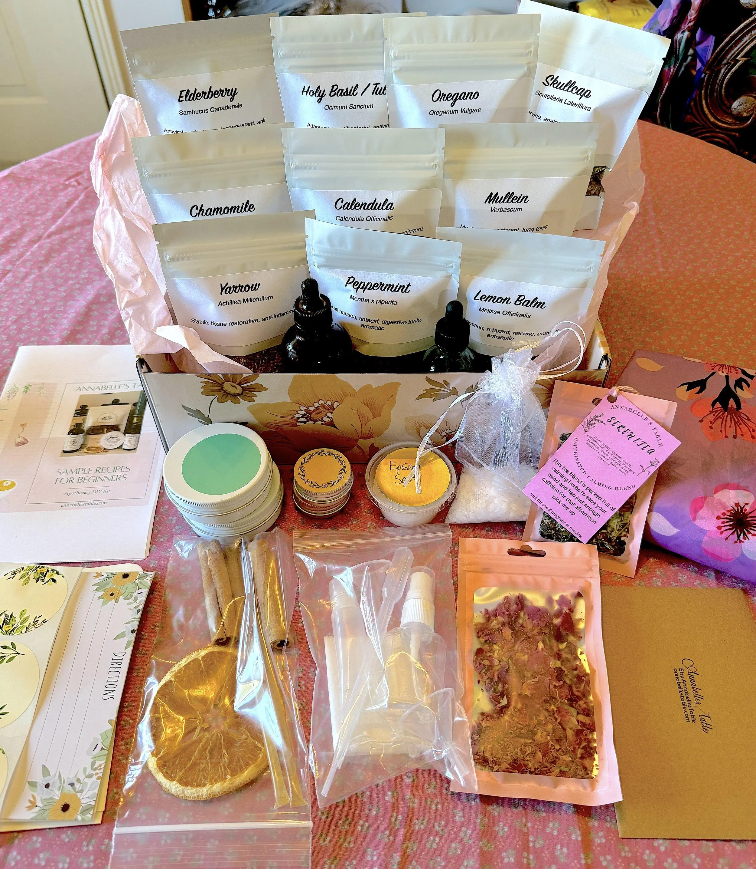 Herbal Apothecary DIY Kit For Beginners Make Your Own Herbal Products Care Products with Mullein Tea Bags Calm Balancing Tea Customized Craft