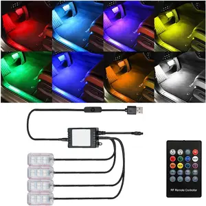 Car Interior LED Lights,  in  PCS Vehicle Ambient Lamp Integrated with Music Mode & APP Control, Automotive Decor Atmosphere Lighting Accessories, Universal for SUV, Truck, RV