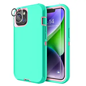 MXX Case for iPhone 13, with Tempered Glass Screen Protector,Camera Lens Protector 3-Layer Full Heavy Duty Body Bumper Cover Shockproof Protection Dustproof, for iPhone 13 6.1"