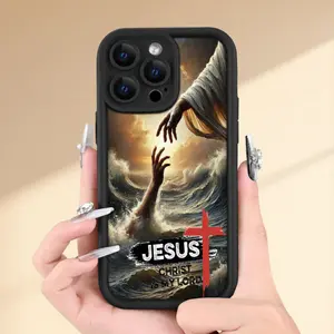 Jesus Redemption Cross Pattern Case for iPhone 16 15 14 Pro Max 13 12 11 XR XS Plus Shockproof Non Slip Military-Grade Protection Silicone Cover Gifts for women men girls boys