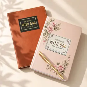One Minute With God 365 Daily Devotions Book Set for Men & Women | Christian Daily Scripture Prayer Journal, Inspirational Religious Devotional Notebook, Christian Gift for Couple, Husband Wife Birthday Present