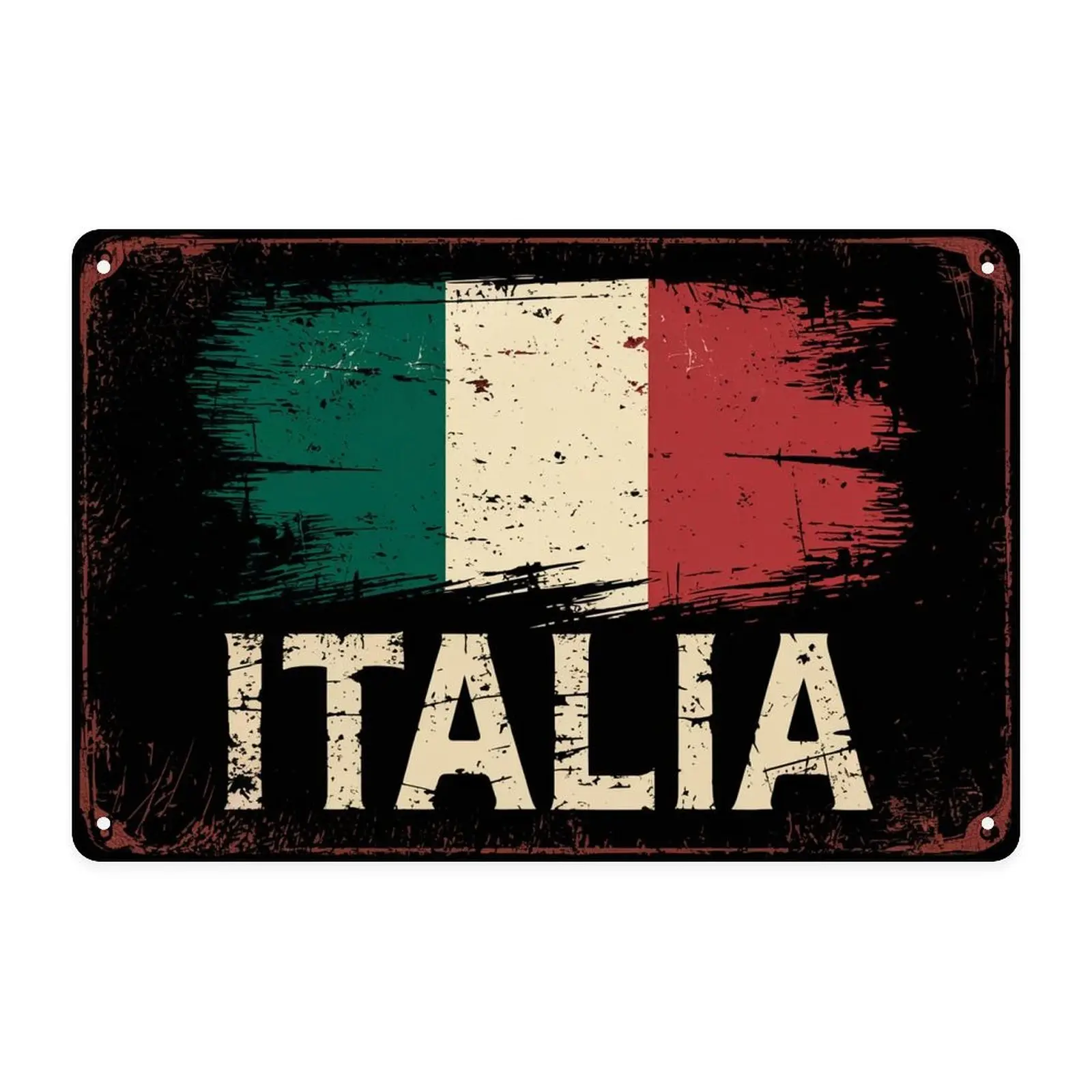Italian Flag Vintage Italy Metal Sign Print Aesthetic Room Decoration for Home Bedroom Kitchen Bar Dorm Bathroom Wall Decor 8 X 12 Inch