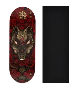 Heat Transfer Graphic Wooden Fingerboard Deck, "Howl in the Night"