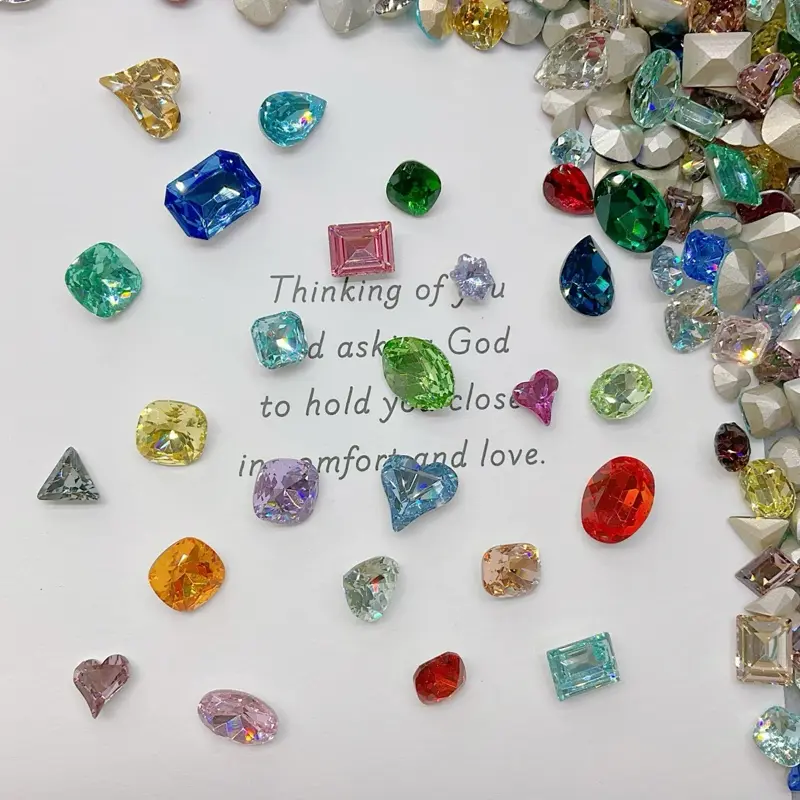 High Quality K9 Crystal Multiple Colors Shapes Pointed Foiled Back Nail Art Gems Beading Phone Case DIY Accessories