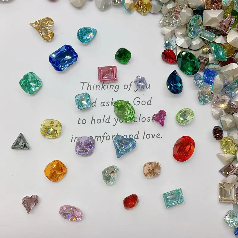 High Quality K9 Crystal Multiple Colors Shapes Pointed Foiled Back Nail Art Gems Beading Phone Case DIY Accessories