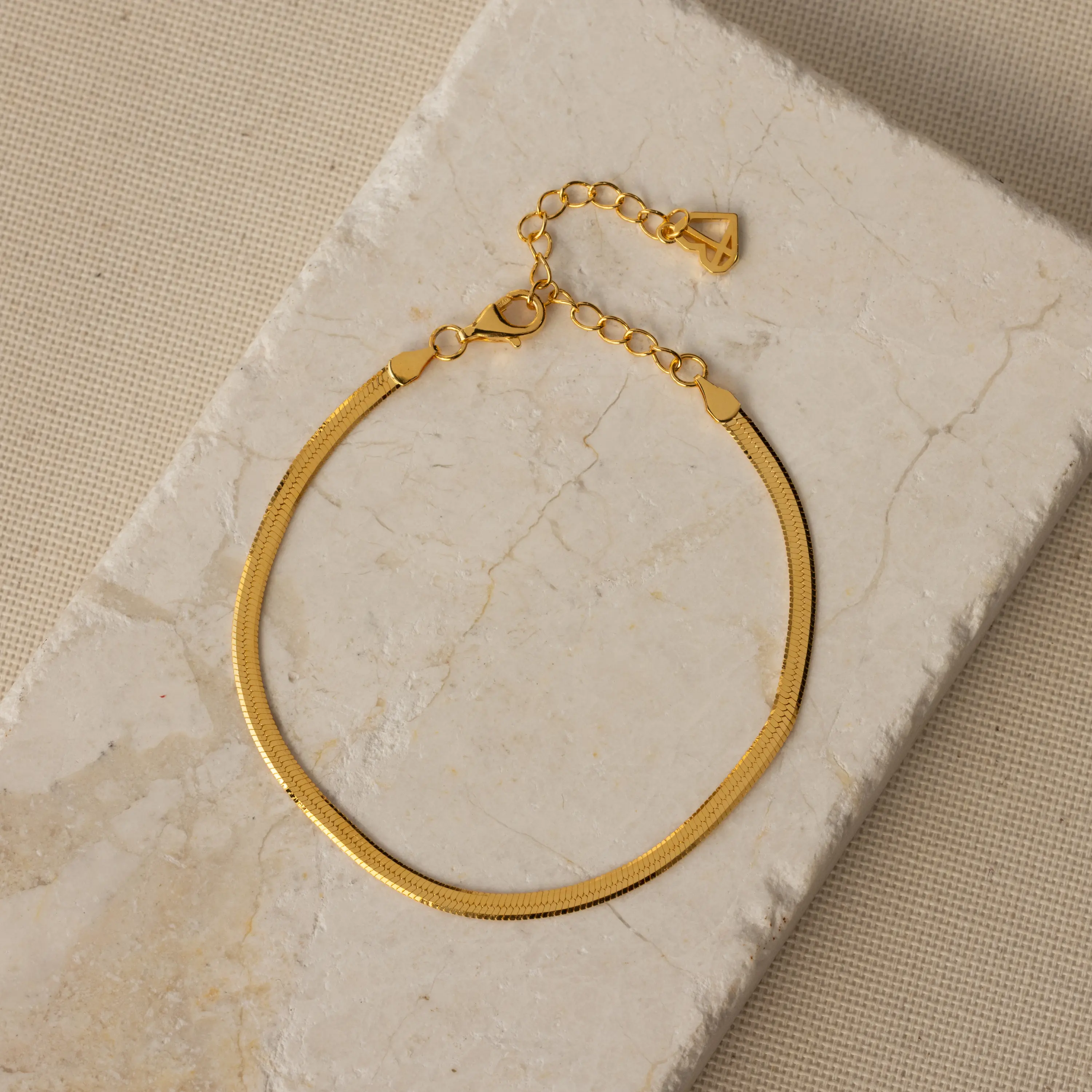 Herringbone Bracelet by Caitlyn Minimalist - Dainty Layering Chain Bracelet in Gold & Silver - Minimalist Jewelry - Girlfriend Gift