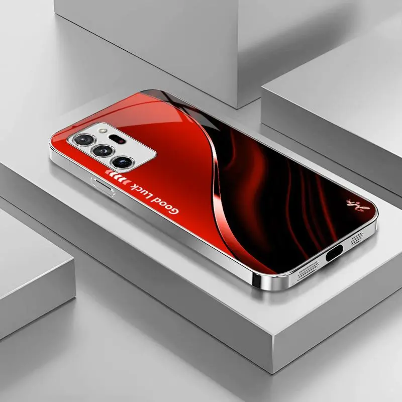 Suitable for [Galaxy Note20 Ultra 5g] High-end simple silk electroplated metal glass mobile phone case, affordable, fully shockproof, drop-proof, wear-resistant-888