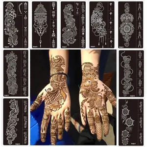 9 Sheet Temporary Tattoo Stencils,Henna tattoo kit Reusable henna Tattoo Sticker Indian Temporary Tattoo Stickers Self Adhesive Tattoo Templates