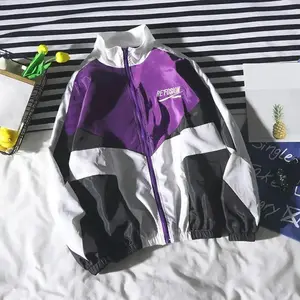 Men Windbreaker Korean Style Sports Jacket Autumn Zipper  Stylish Letters Turndown Collar Coat Windbreaker