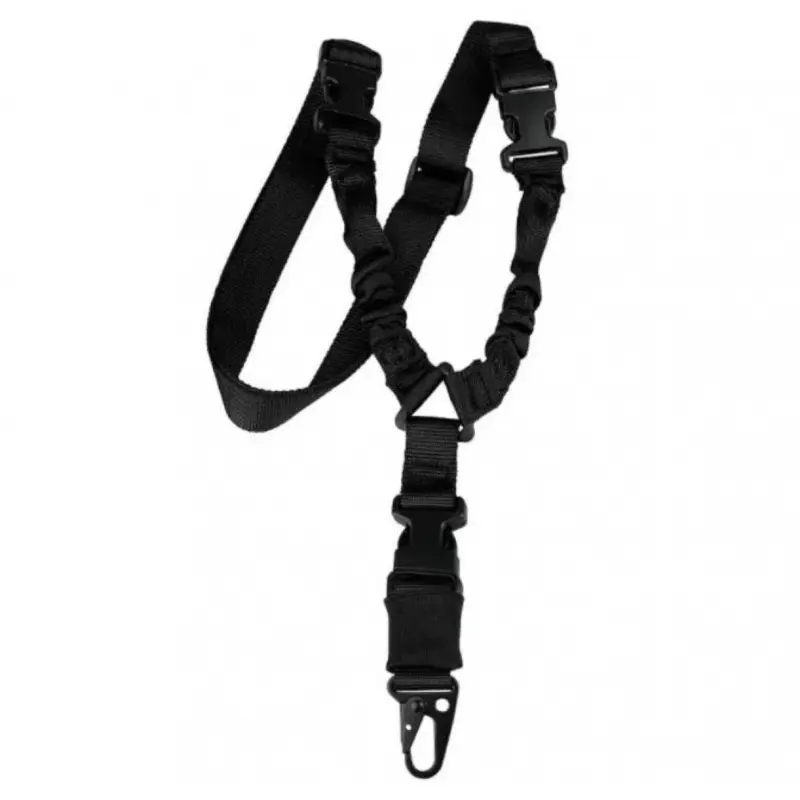 2 Point & Traditional Outdoor Sling, Black, High-Quality Nylon Webbing + Elastic Rubber + Steel Eagle Beak Buckle, Vertical Single Point Rope Safety Sling