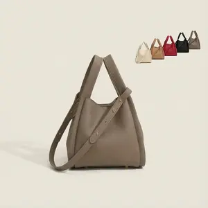 Women Mini Tote Bag Eco Leather Structured Small Handbag Shoulder Crossbody Purse with Inner Pouch Everyday Work Office Bag